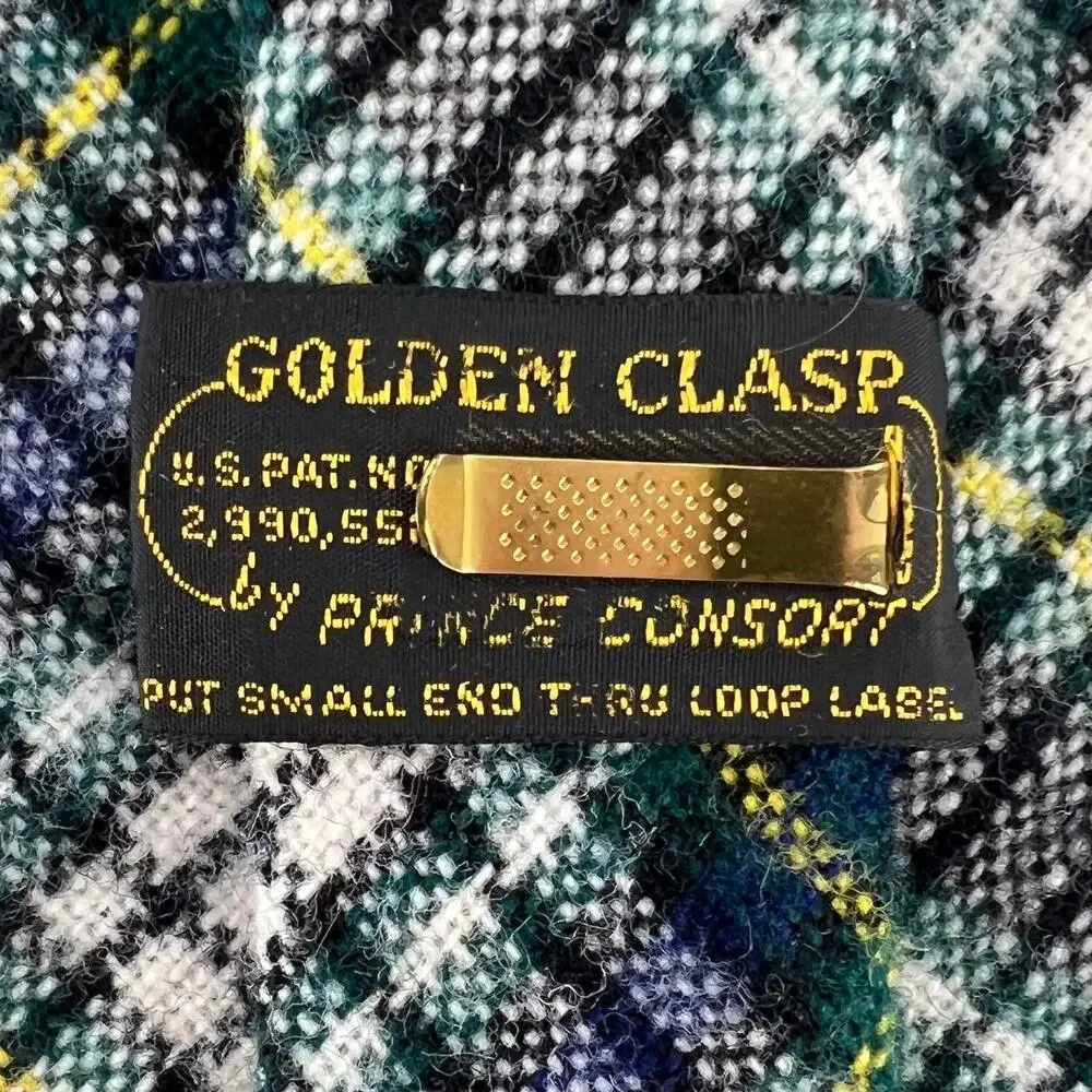 70s plaid wool neck tie Golden Clasp Prince Consort 1970s vintage